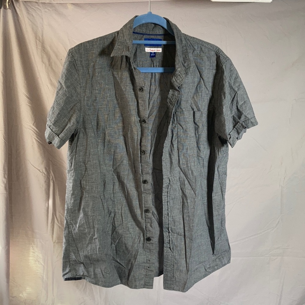 Apt 9 - men’s short sleeve button up shirt - gray - medium